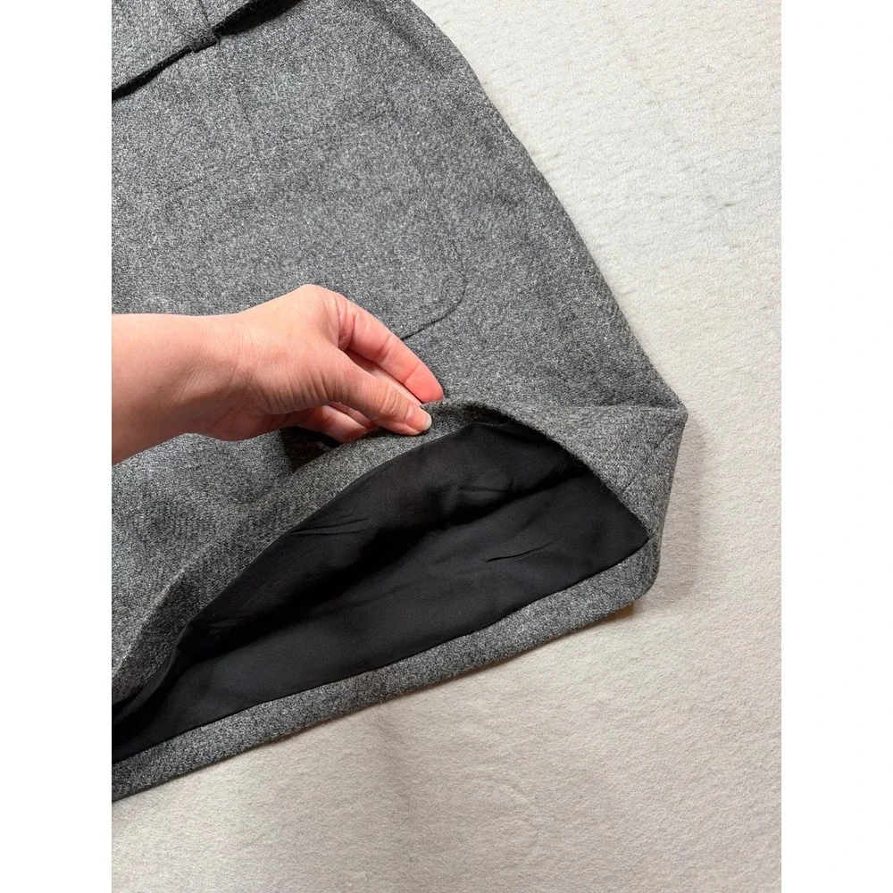 Sezane Grey Virgin Wool Tweed Belted Mini Skirt‎ Size 40 US 8